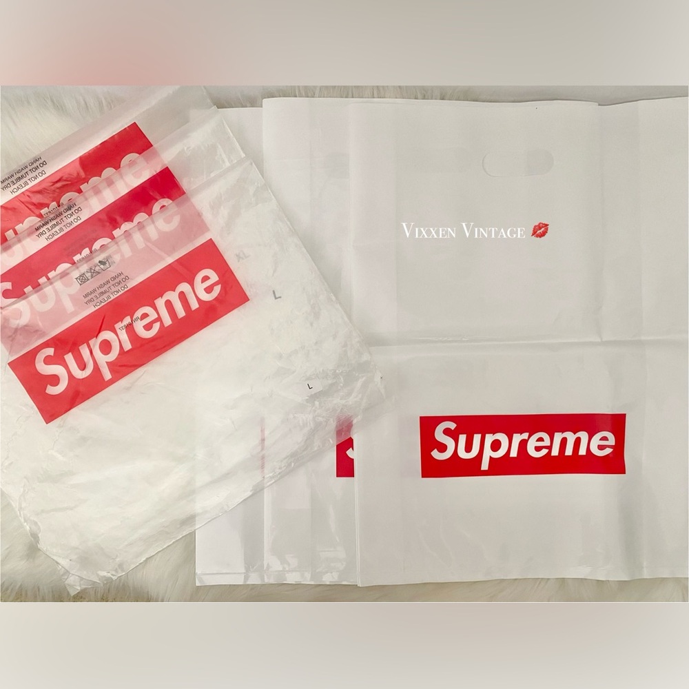 SUPREME PLASTIC RETAIL SHOPPERS & CLEAR POLY BAG BUNDLE LOT OF 6